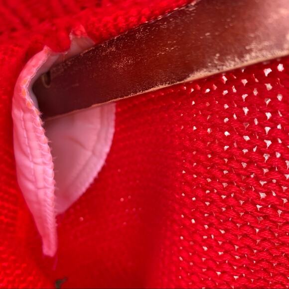 Vintage 90s Carroll Reed red nautical equestrian abstract knit sweater - Picture 5 of 5